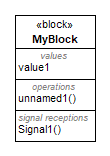 SysML 1.6 block compartment notation